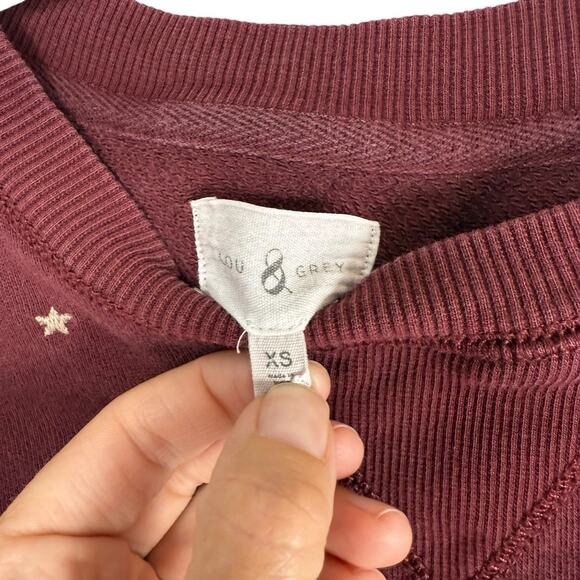 Lou & Grey Sweatshirt Womens Extra Small Red Star Embroidered Boxy Relaxed - Picture 5 of 9